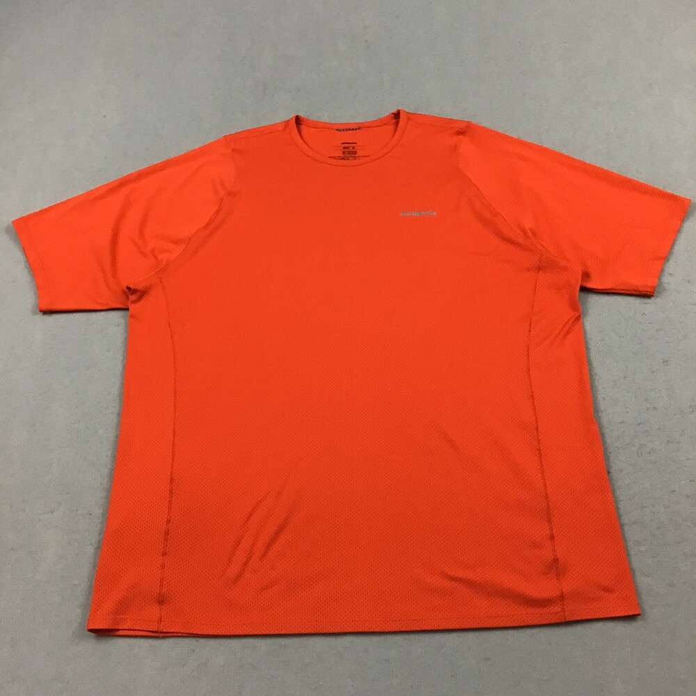 Patagonia Shirt Men Extra Large Orange Short Sleeve Crewneck Pullover Outdoor
